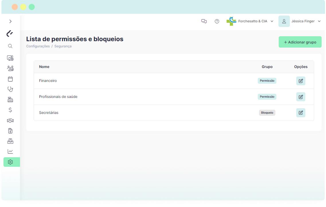 Permissões e bloqueios refinados
